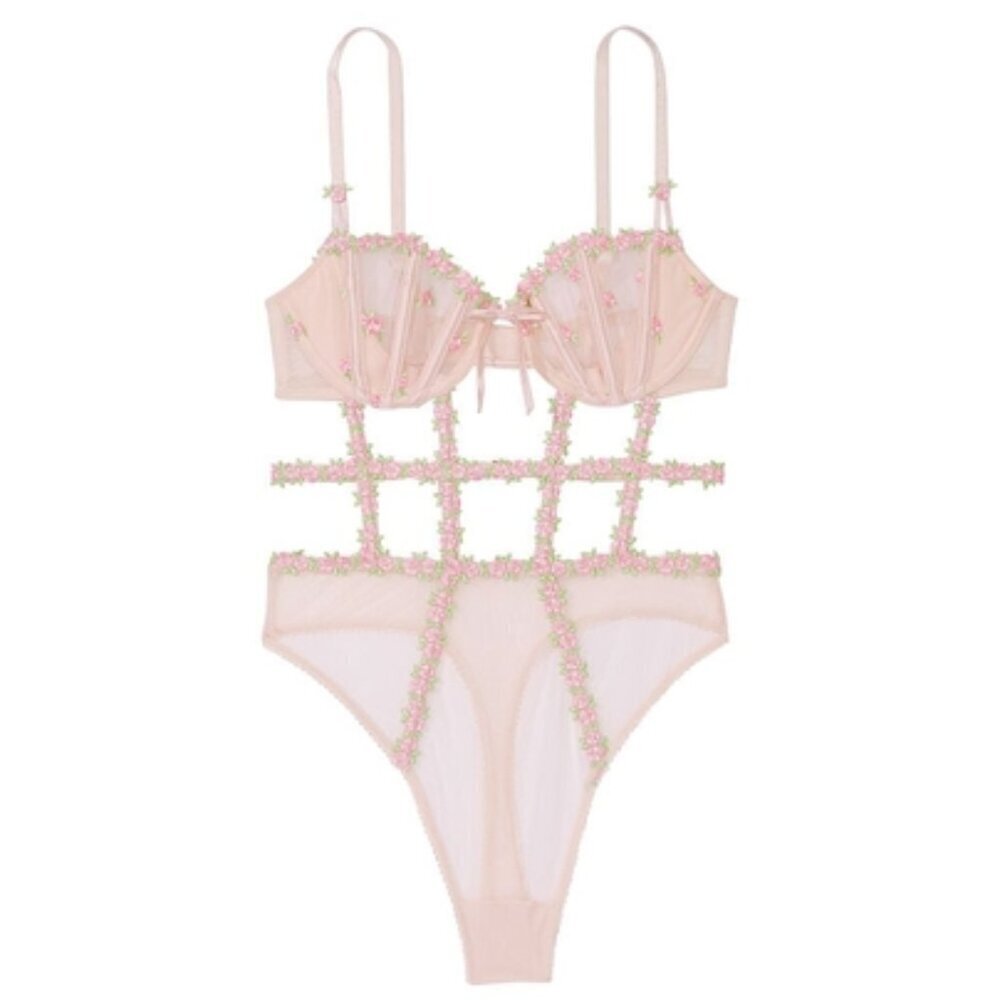 New! Victoria’s Secret Very Sexy Wicked Rosebud Embroidery Teddy 4191